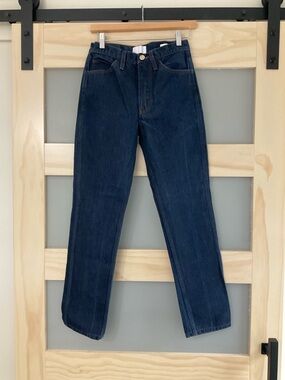 Frame Le Italien True Straight Jeans Size 25 Dark Wash High Rise Premium Denim